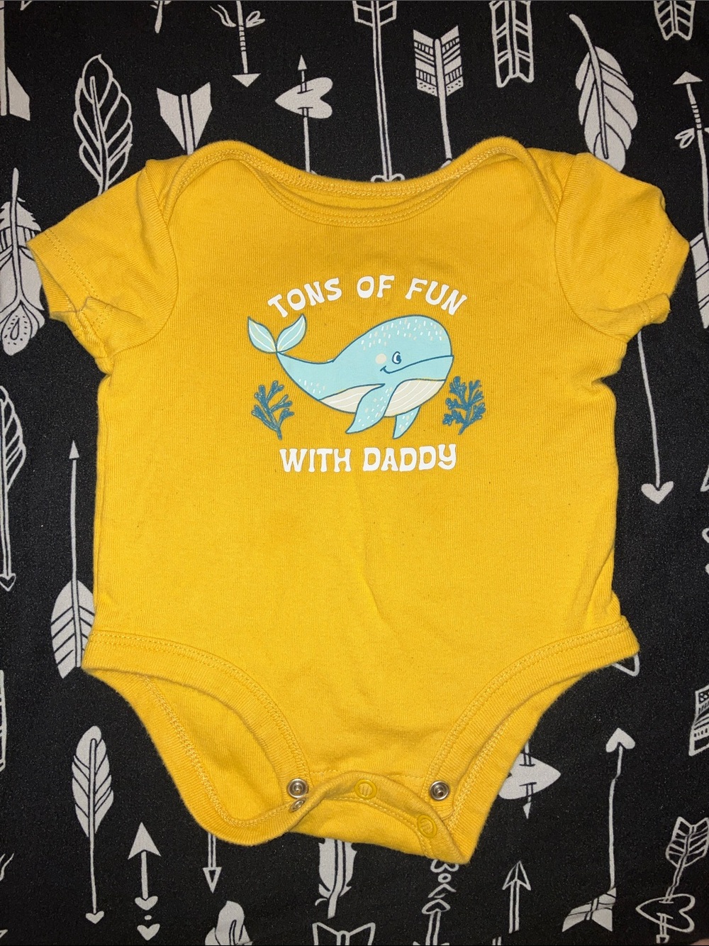 3/$15 Carter's Yellow Short-Sleeve Bodysuit with Blue Whale Graphic